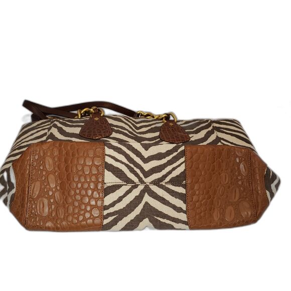Michael Kors Tote Bag Womens Large Zebra Print Canvas Leather Shoulder Purse - Picture 3 of 7